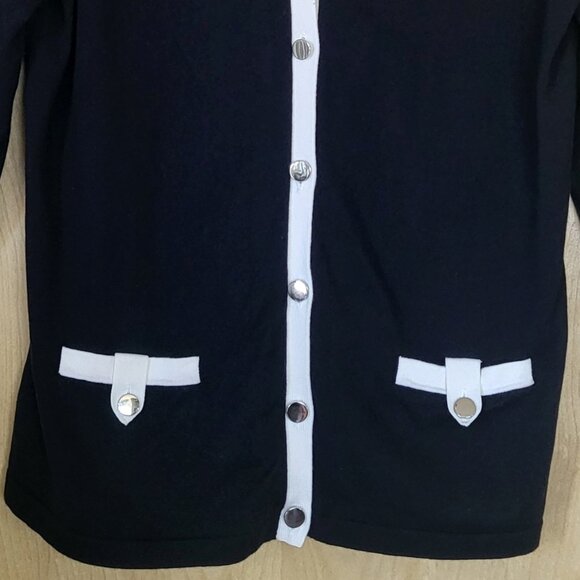 Jones New York Signature Cardigan Black and Ivory Size Large - Picture 6 of 8
